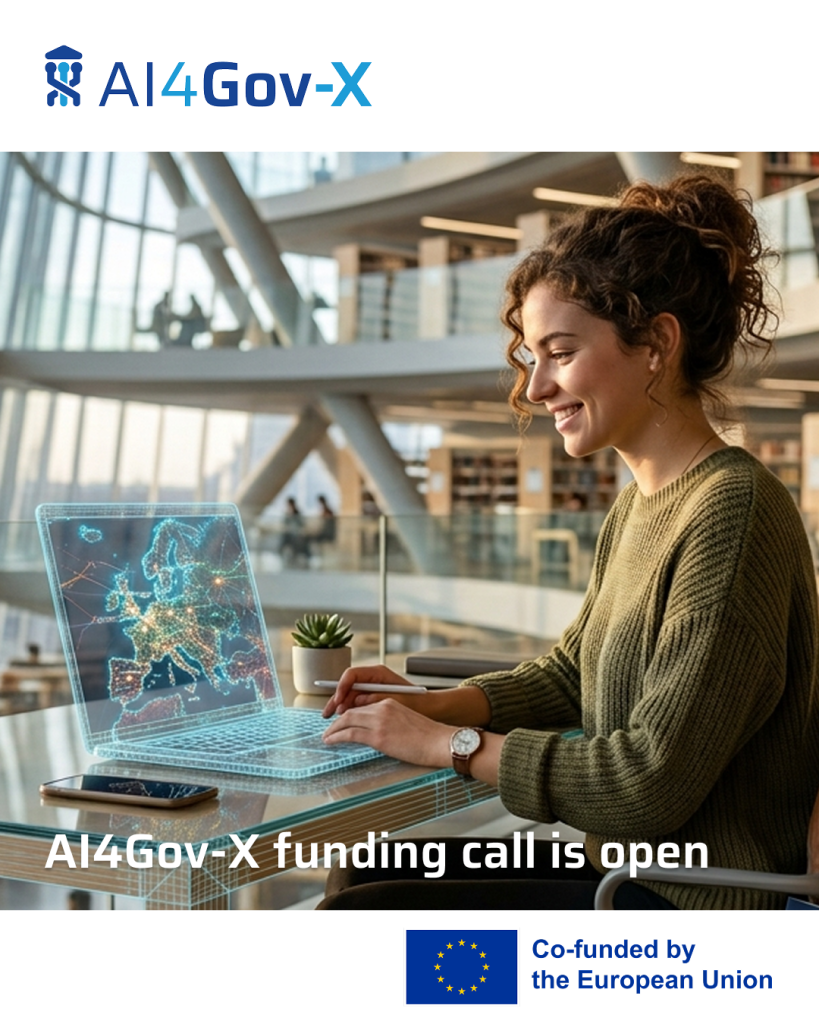AI4Gov-X 캐스케이드 펀딩 2026 — AI·디지털 거버넌스 교육·인턴십 지원 포스터