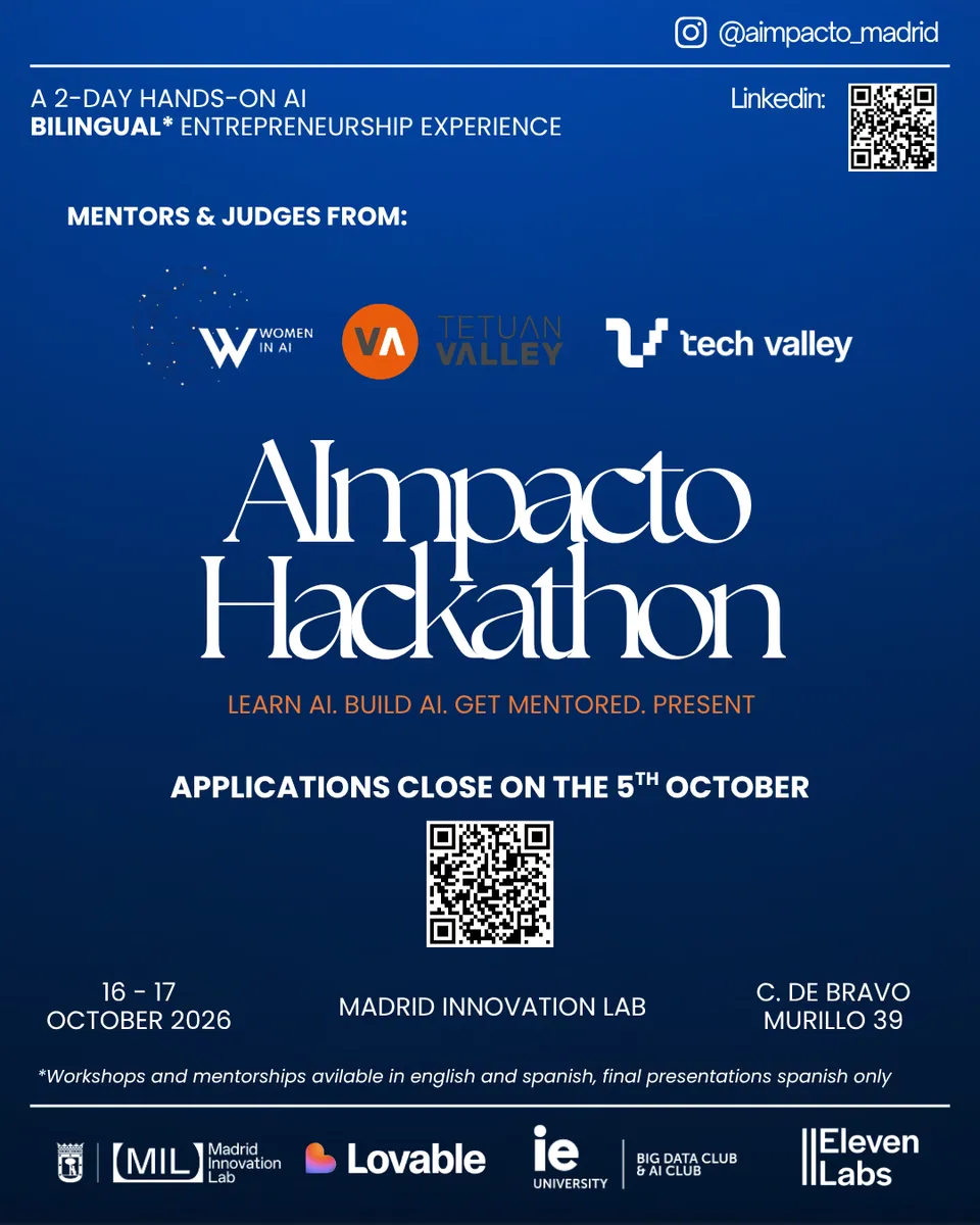 AImpacto Hackathon 2026 — Madrid AI Learning & Entrepreneurship 포스터