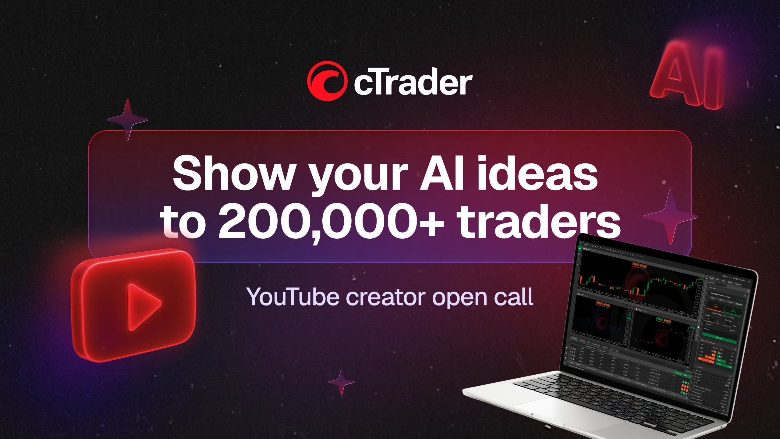 cTrader AI 유튜브 크리에이터 오픈콜 2026 포스터