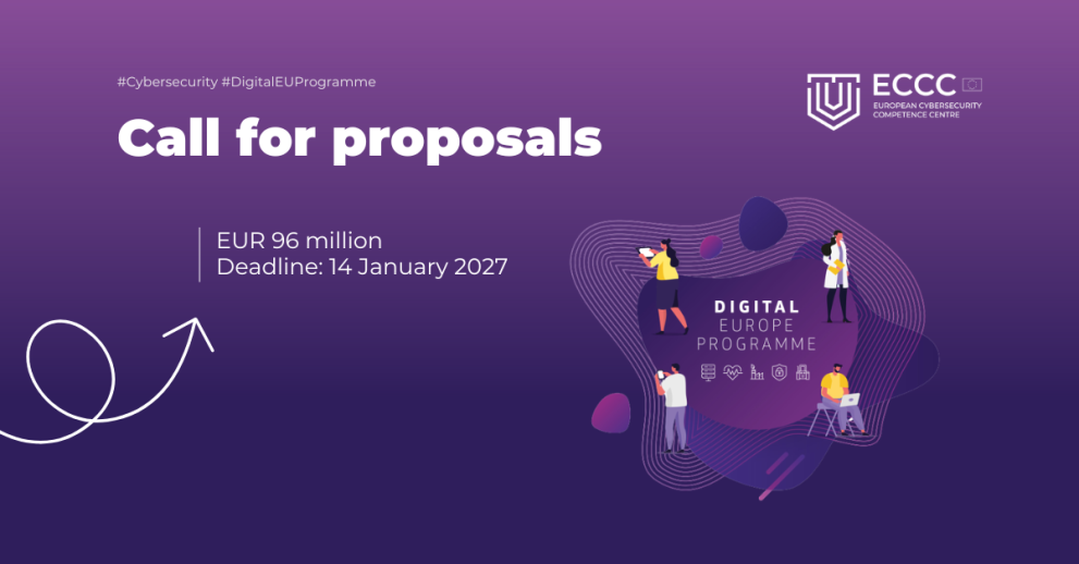 EU ECCC CYBERAI 2027 — AI 기반 사이버보안 도구·서비스 공모 포스터