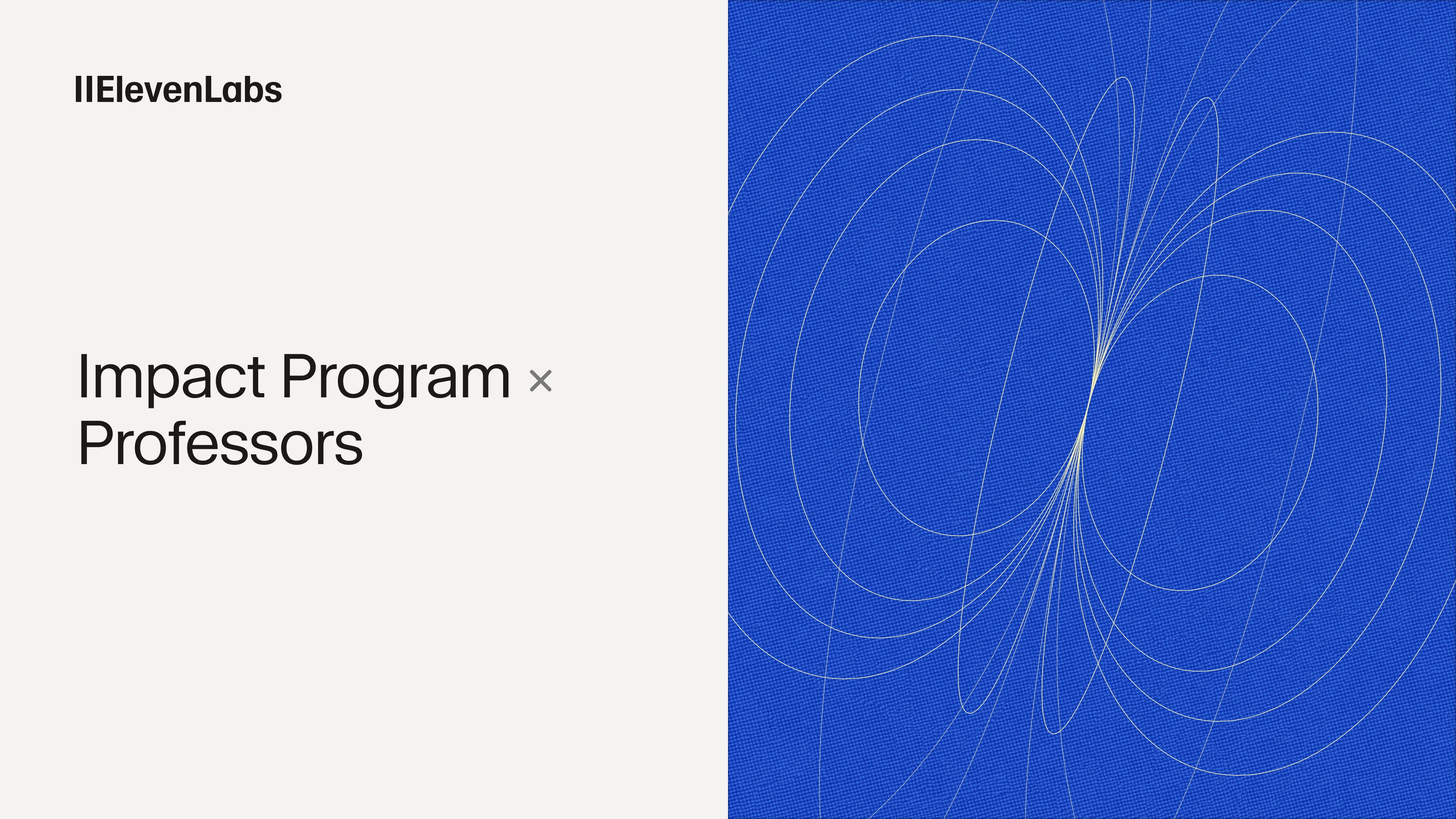 ElevenLabs Impact Program × Professors — 대학 교수 Voice AI 지원 프로그램 포스터