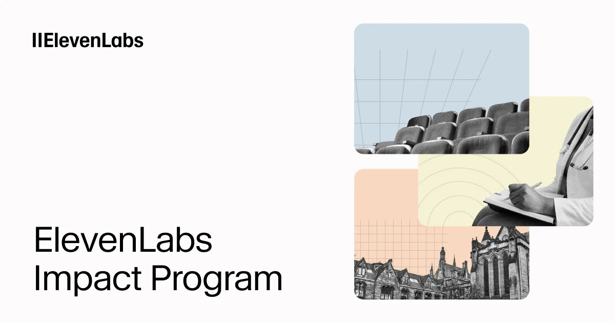 ElevenLabs Impact Program — 비영리단체 Voice AI 무료 지원 포스터