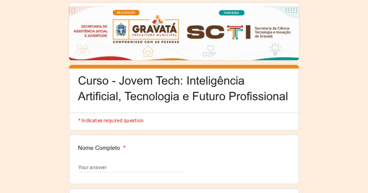 Jovem Tech — 인공지능·기술·미래직업 무료과정 2026 포스터