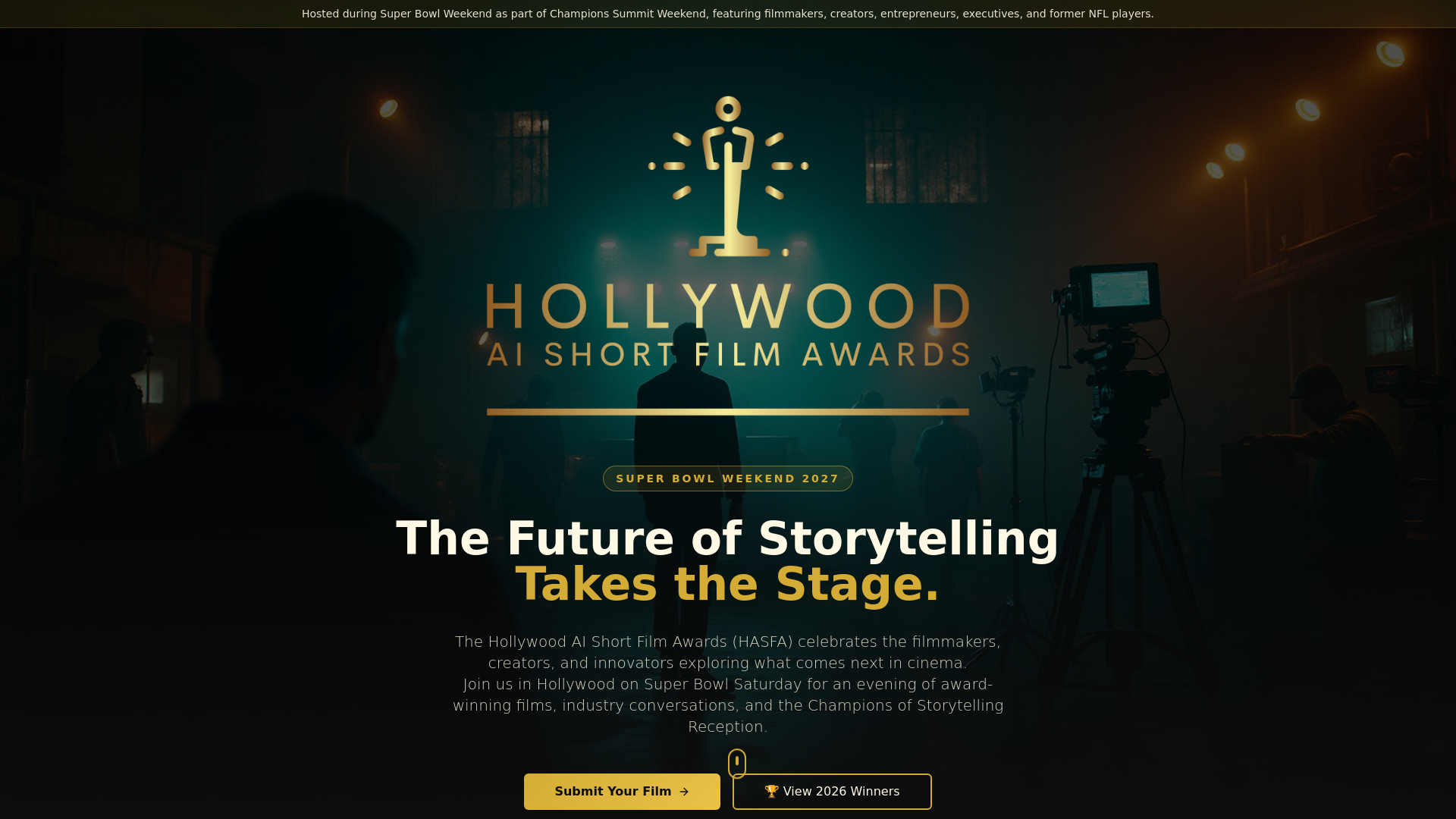 Hollywood AI Short Film Awards 2027 — 할리우드 AI 단편영화상 포스터