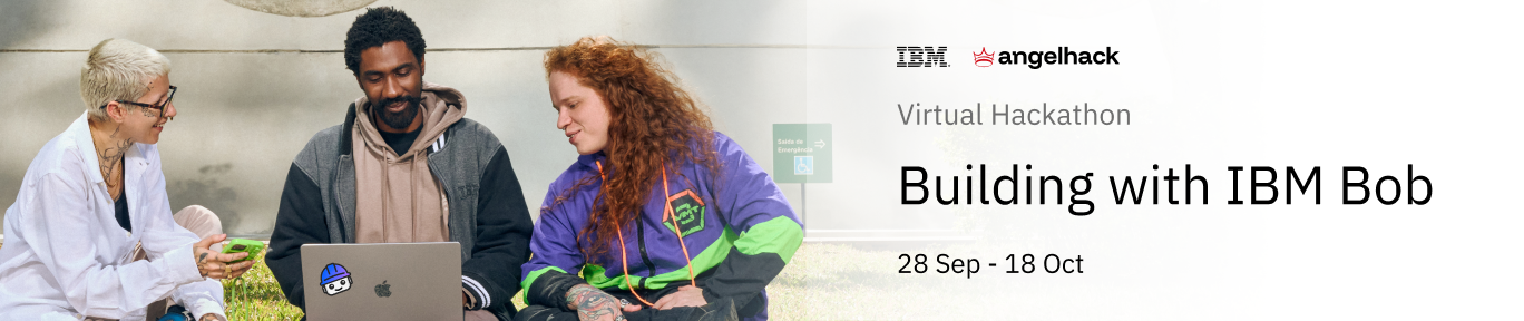 Building with IBM Bob — AngelHack × IBM 가상 해커톤 2026 포스터