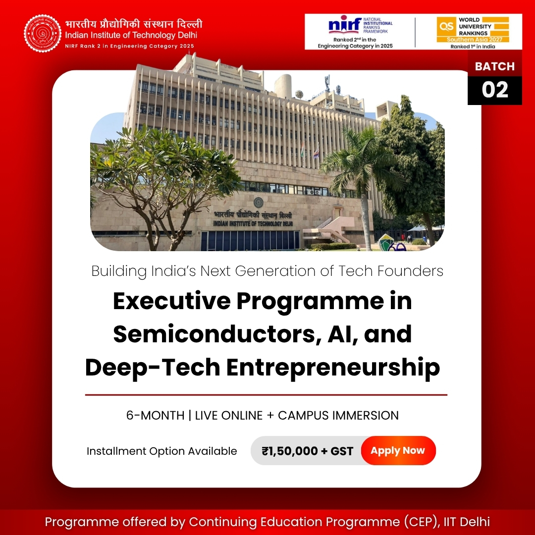 IIT Delhi 반도체·AI·딥테크 창업 Executive Programme — Batch 2 포스터