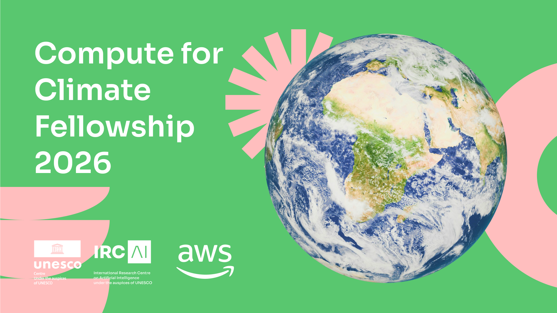 Compute for Climate Fellowship 2026 — IRCAI × AWS 기후·AI 스타트업 펠로십 포스터