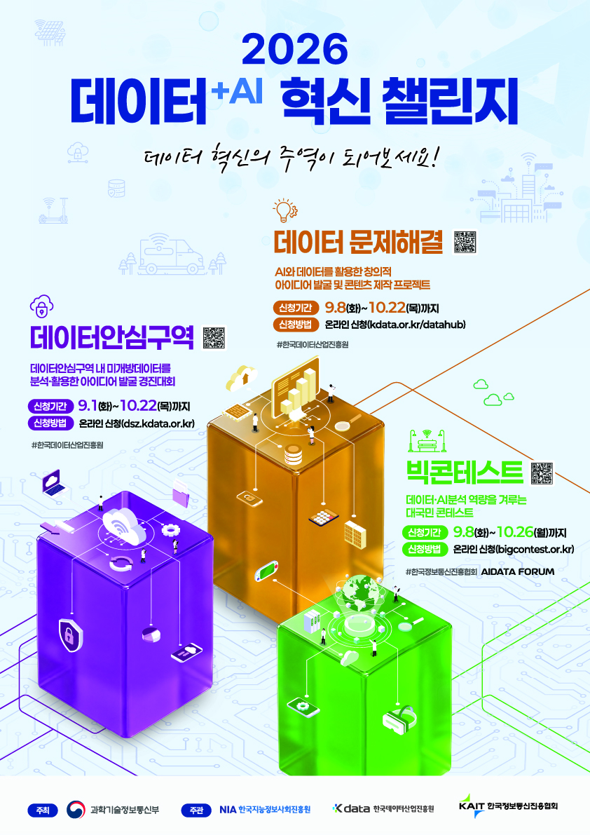 2026 데이터+AI 혁신 챌린지: 데이터안심구역 경진대회 포스터