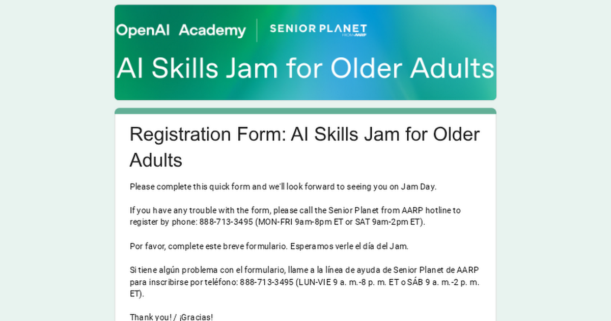 OpenAI Academy — 고령층 AI Skills Jam: San Antonio 포스터