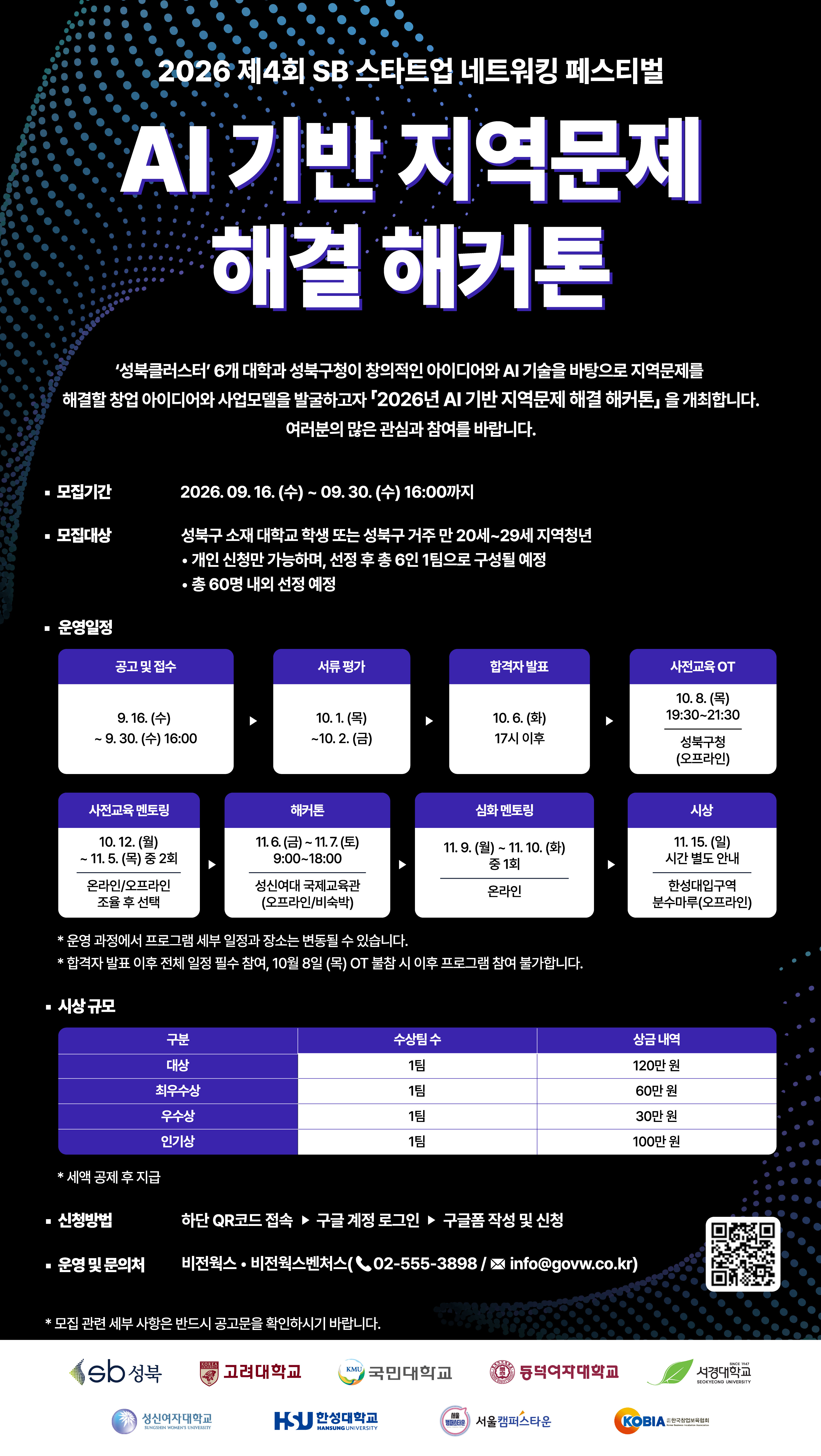 2026 제4회 SB 스타트업 네트워킹 페스티벌 — AI 기반 지역문제 해결 해커톤 포스터