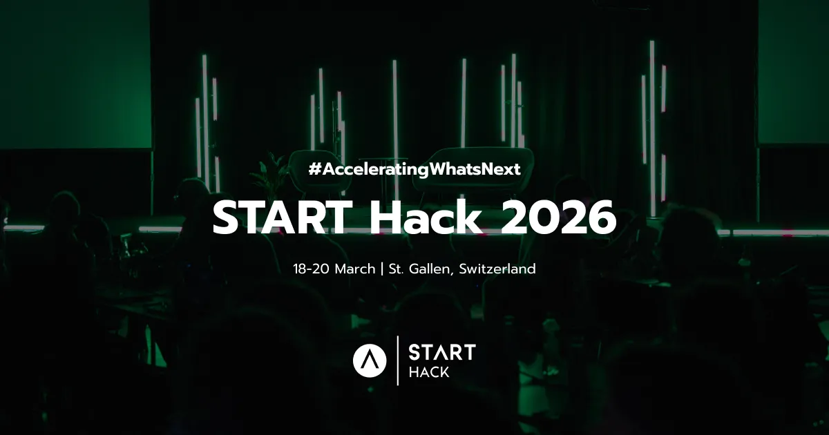 START Hack Tour St. Gallen 2026 — 금융·AI 해커톤 포스터
