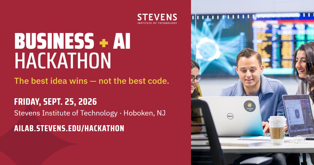 Stevens Business + AI 해커톤 2026 포스터